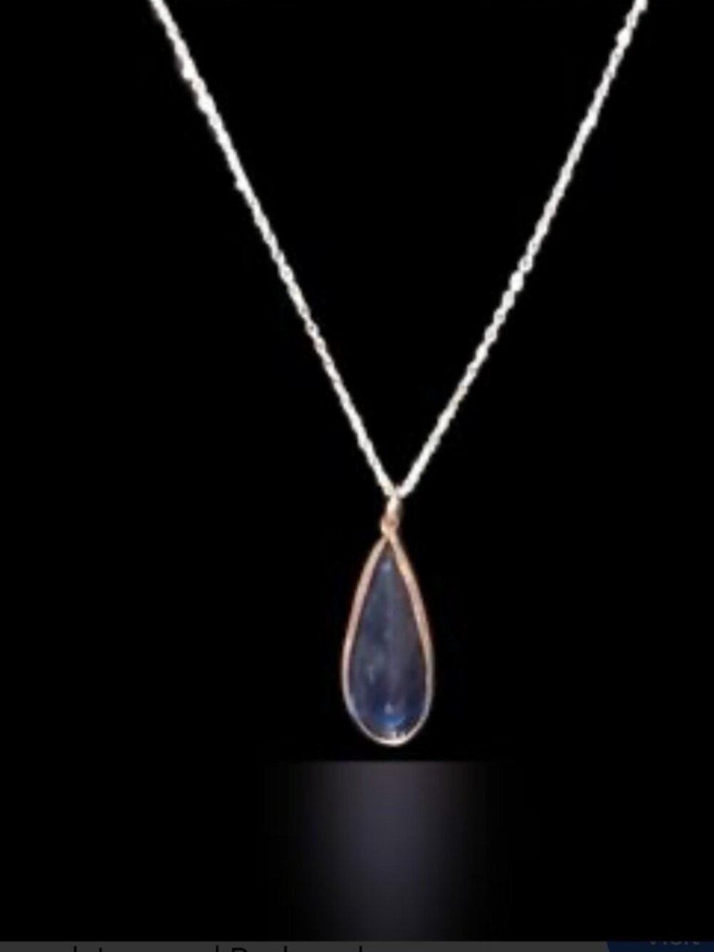 NEW LC Lauren Conrad Goldtone Dainty Necklace 32" Faux Blue Topaz Teardrop